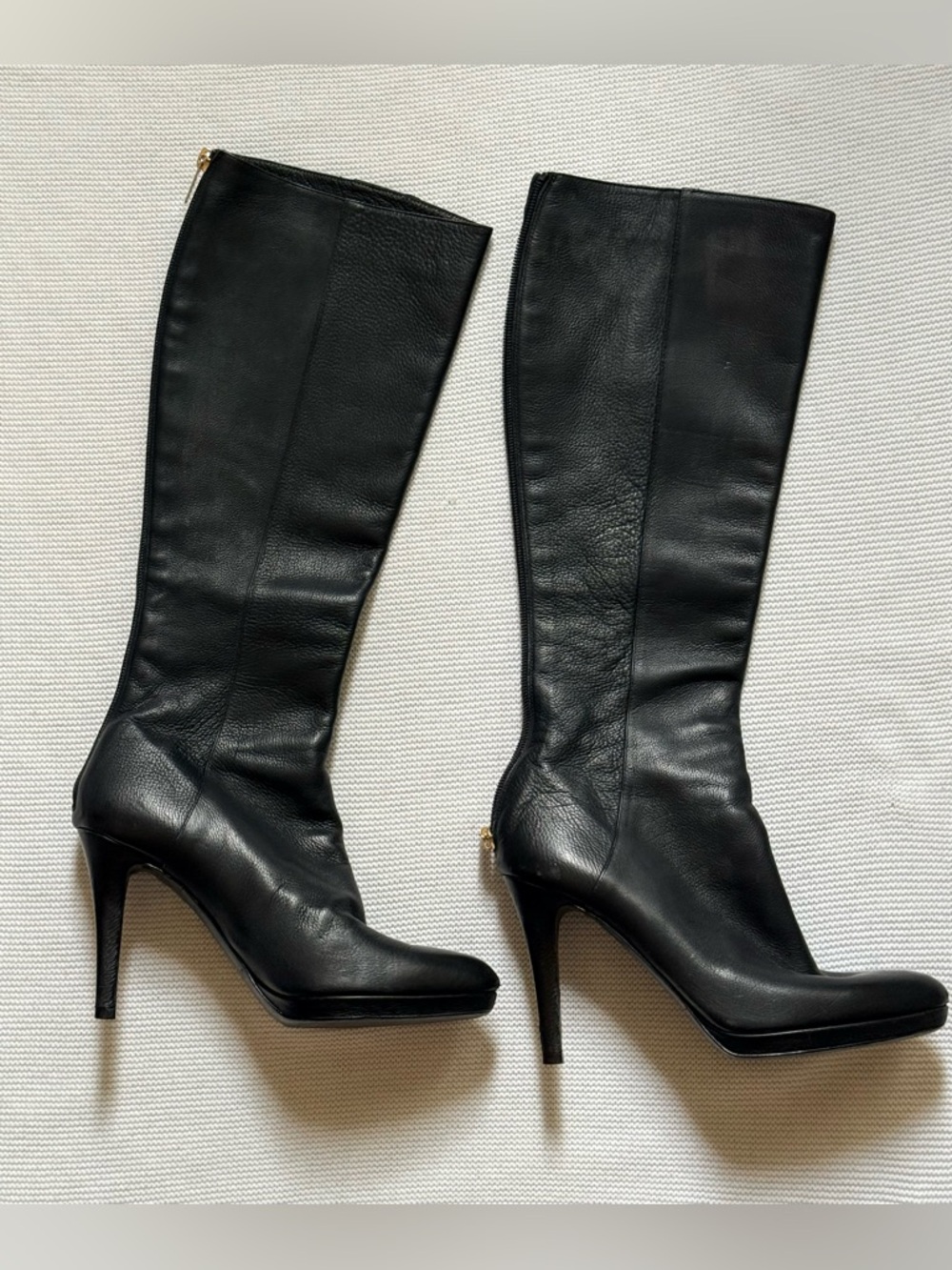 Jimmy Choo Black Leather Knee-High Stiletto Boots EURO size 37 1/2